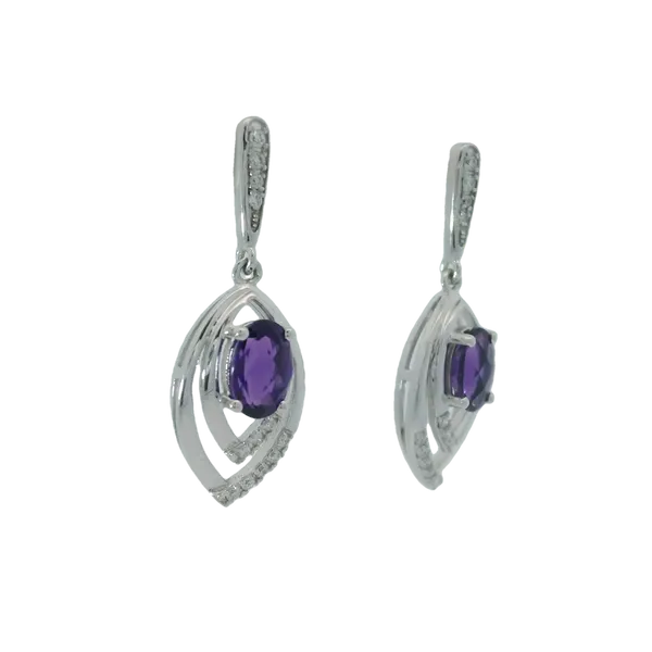 14K White Gold Amethyst Diamond Earrings Image 3 Chipper's Jewelry Bonney Lake, WA