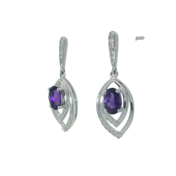 14K White Gold Amethyst Diamond Earrings Image 4 Chipper's Jewelry Bonney Lake, WA