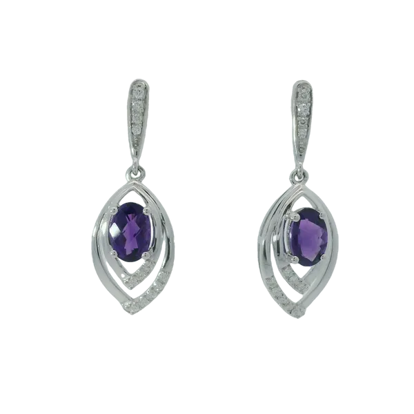 14K White Gold Amethyst Diamond Earrings Chipper's Jewelry Bonney Lake, WA