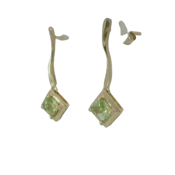 14K Yellow Gold Peridot Dangle Earrings Image 4 Chipper's Jewelry Bonney Lake, WA