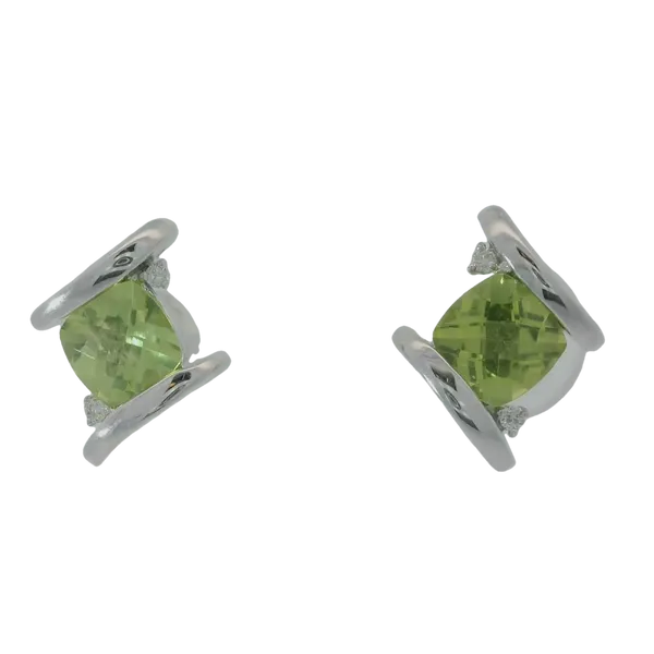 14K White Gold Peridot Diamond Stud Earrings Chipper's Jewelry Bonney Lake, WA