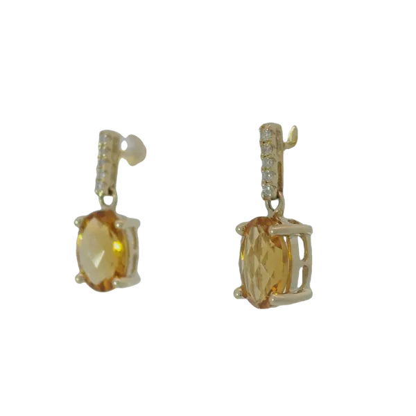 14K Yellow Gold Citrine Diamond Dangle Earrings Image 4 Chipper's Jewelry Bonney Lake, WA