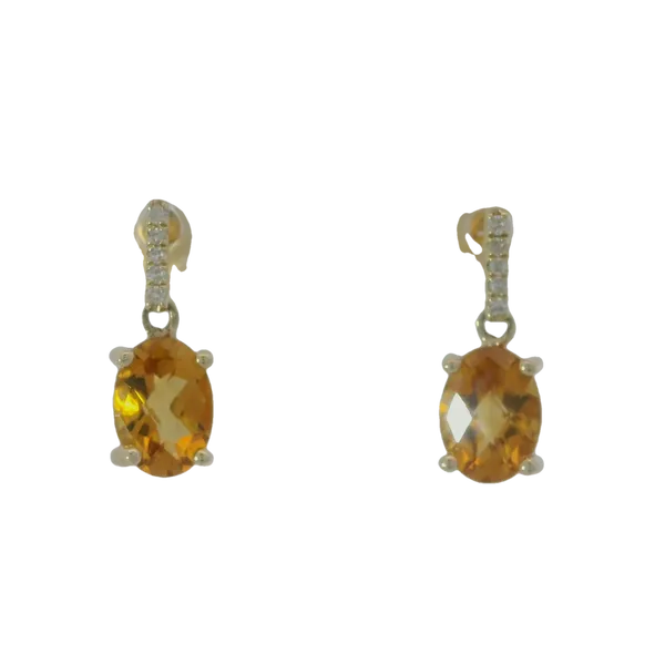 14K Yellow Gold Citrine Diamond Dangle Earrings Chipper's Jewelry Bonney Lake, WA