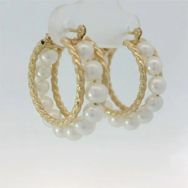 14KY Pearl Hoop Earrings Image 3 Chipper's Jewelry Bonney Lake, WA