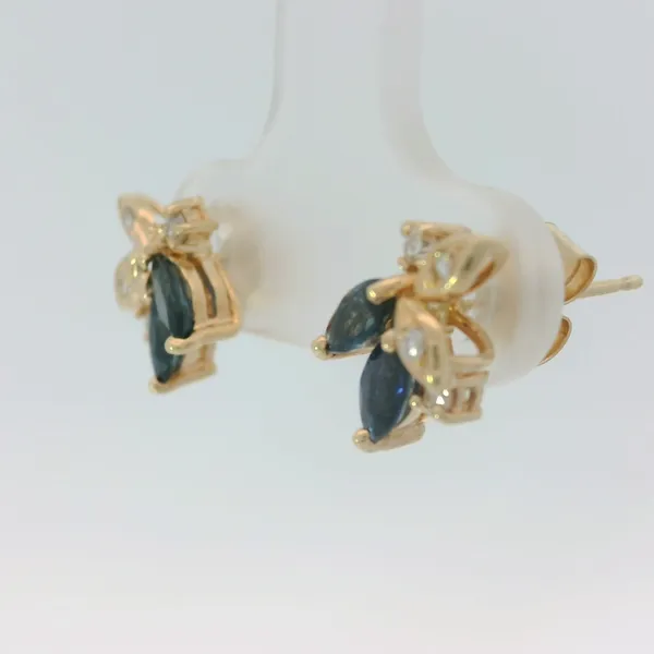 14KY Sapphire Diamond Stud Earrings Image 4 Chipper's Jewelry Bonney Lake, WA