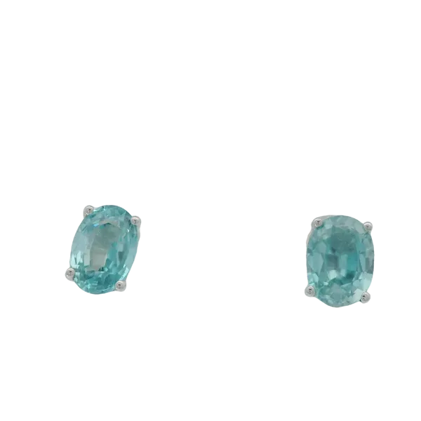 14KY 5x7 Oval Blue Zircon Stud Earrings Chipper's Jewelry Bonney Lake, WA
