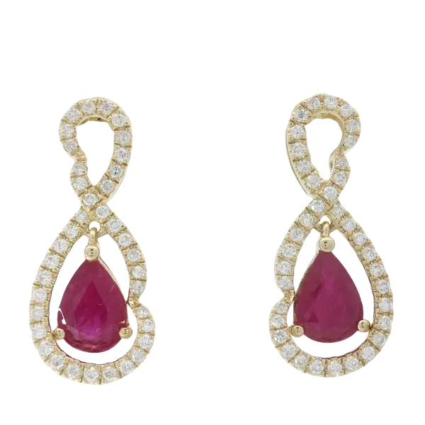 14KY 5x7 Ruby Diamond Drop Earrings Chipper's Jewelry Bonney Lake, WA