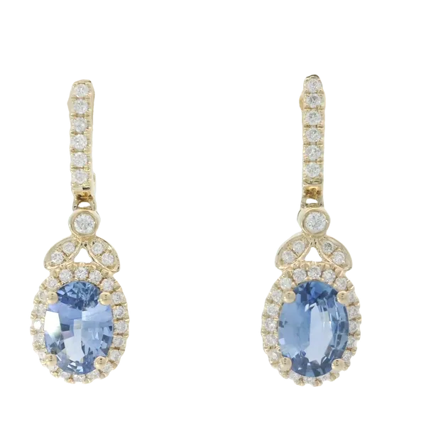 14KY 5x7 Sapphire Diamond Dangle Earrngs Chipper's Jewelry Bonney Lake, WA