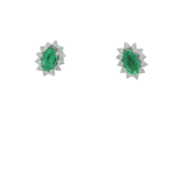 14KW 3x5 Emerald Diamond Earrings Image 2 Chipper's Jewelry Bonney Lake, WA