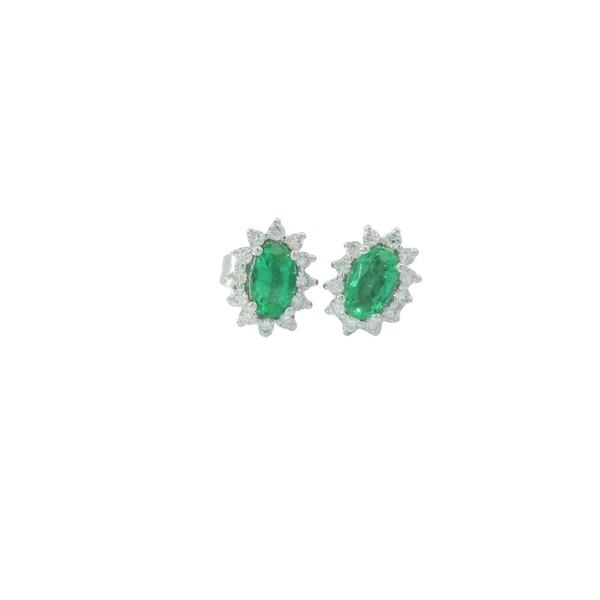 14KW 3x5 Emerald Diamond Earrings Chipper's Jewelry Bonney Lake, WA
