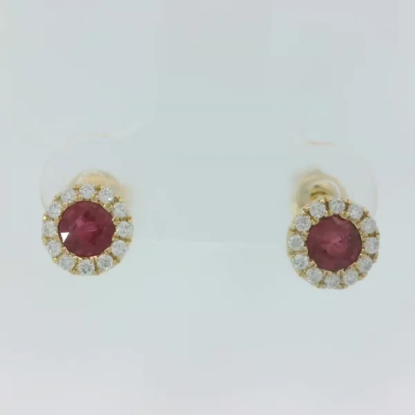 14KY 4mm Ruby Diamond Stud Earrings Chipper's Jewelry Bonney Lake, WA