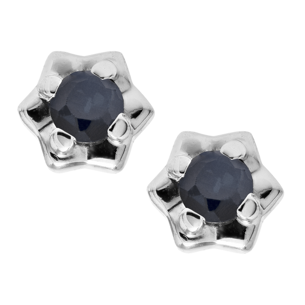 Sterling Silver Sapphire Stud Earrings with Safety Backs