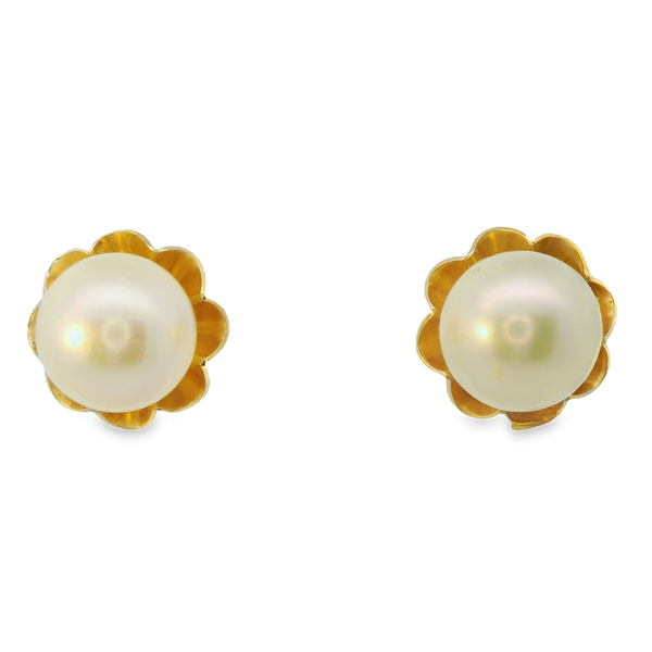 14K Yellow Gold Cultured Pearl Stud Earrings Chipper's Jewelry Bonney Lake, WA
