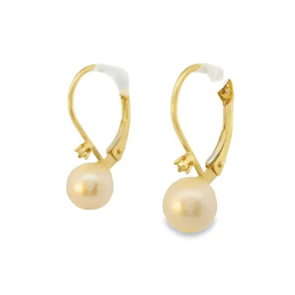 14KY Cultured Pearl Leverback Earrings Image 3 Chipper's Jewelry Bonney Lake, WA