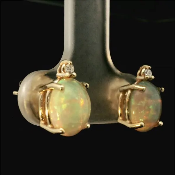 14KY Opal Diamond Stud Earrings Image 3 Chipper's Jewelry Bonney Lake, WA