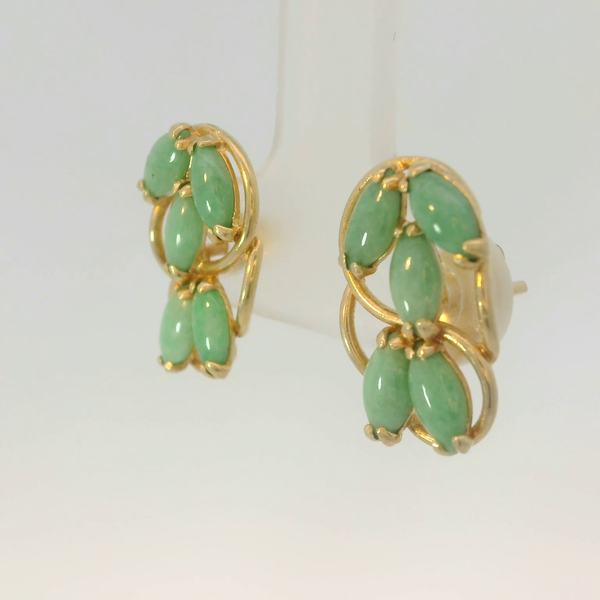 14K Yellow Gold Jade Earrings Image 3 Chipper's Jewelry Bonney Lake, WA