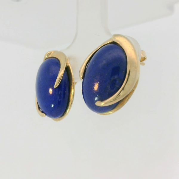 14K Yellow Gold Blue Lapis Earrings Image 3 Chipper's Jewelry Bonney Lake, WA