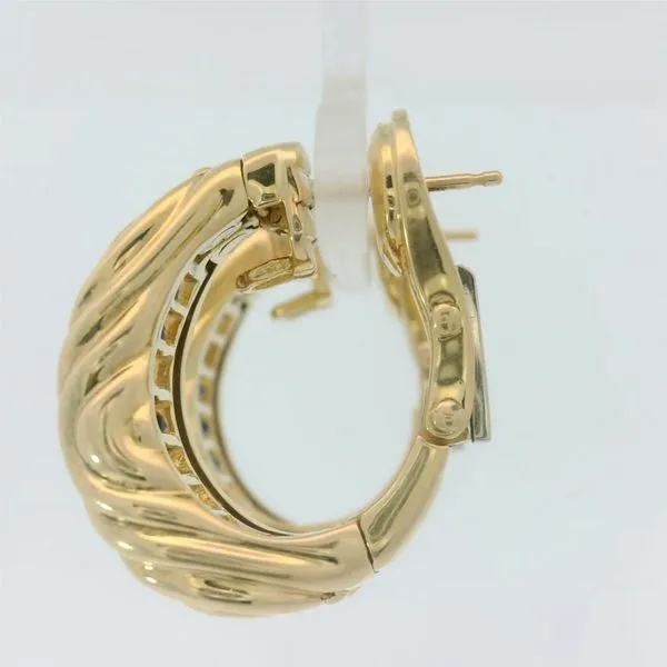 18K Vintage Hinged Omega Back Hoop Earrings Image 2 Chipper's Jewelry Bonney Lake, WA