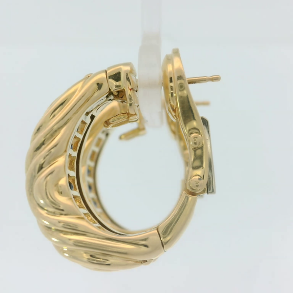 18K Yellow Gold Vintage Hinged Omega Back Hoop Earrings Image 2 Chipper's Jewelry Bonney Lake, WA
