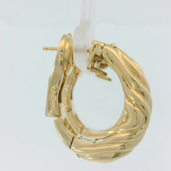 18K Yellow Gold Vintage Hinged Omega Back Hoop Earrings Image 4 Chipper's Jewelry Bonney Lake, WA