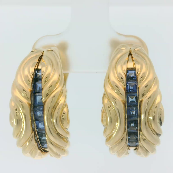 18K Yellow Gold Vintage Hinged Omega Back Hoop Earrings Chipper's Jewelry Bonney Lake, WA