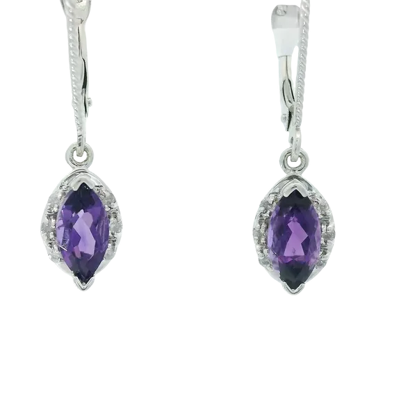 14KW Amethyst Diamond Leverback Earrings Chipper's Jewelry Bonney Lake, WA