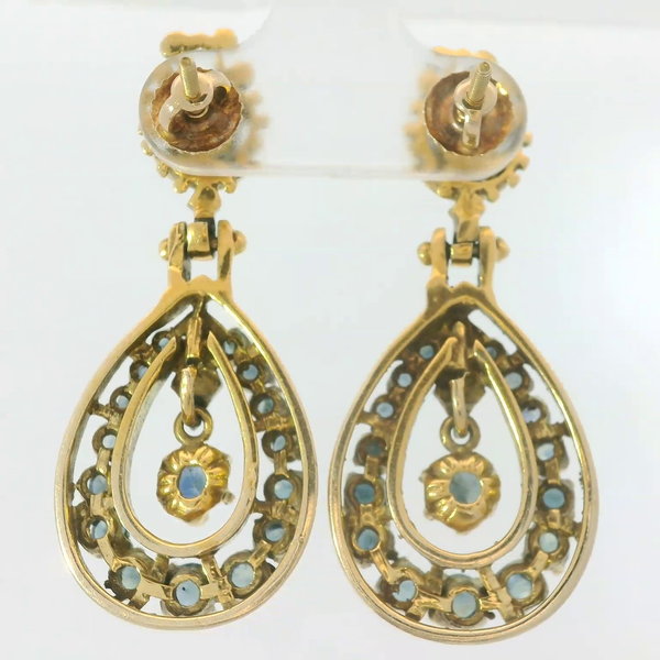 14K Yellow Gold Early 1900's Sapphire Dangle Earrings Image 2 Chipper's Jewelry Bonney Lake, WA