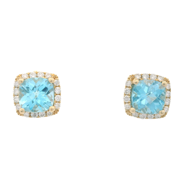 14K Yellow Gold Swiss Topaz Cushion Earrings Chipper's Jewelry Bonney Lake, WA