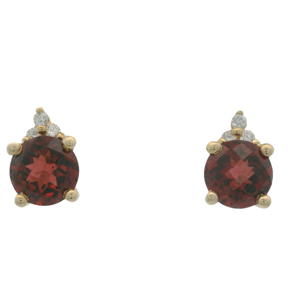 14K Yellow Gold Round Garnet Earrings Chipper's Jewelry Bonney Lake, WA