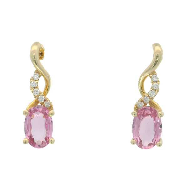 14K Yellow Gold Pink Sapphire Dangle Earrings Chipper's Jewelry Bonney Lake, WA