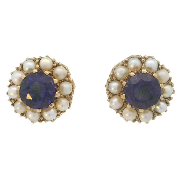 10K Yellow Gold Victorian Amethyst Pearl Earrings Chipper's Jewelry Bonney Lake, WA