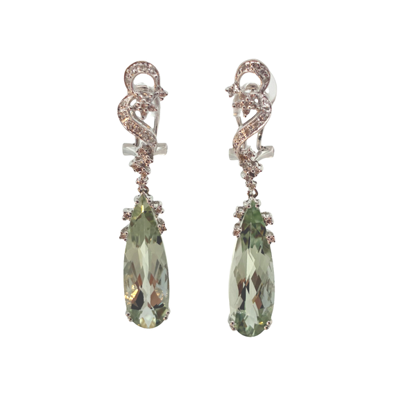14K White Gold Green Quartz Diamond Earrings Chipper's Jewelry Bonney Lake, WA