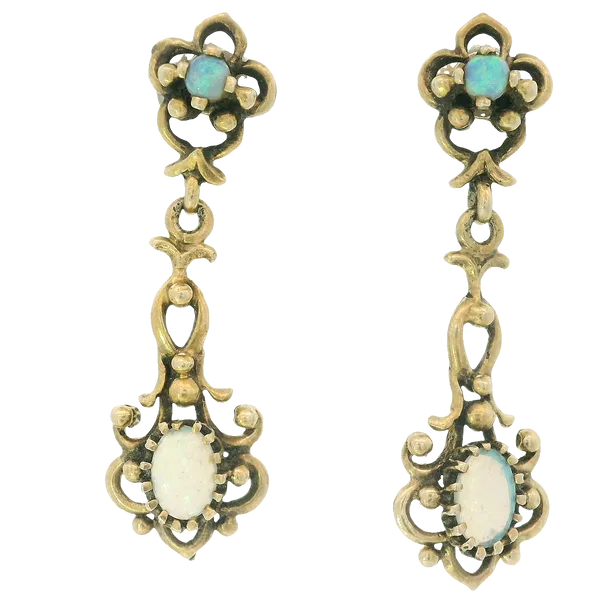 14KY Vintage Opal Sapphire Dangle Earrings Chipper's Jewelry Bonney Lake, WA