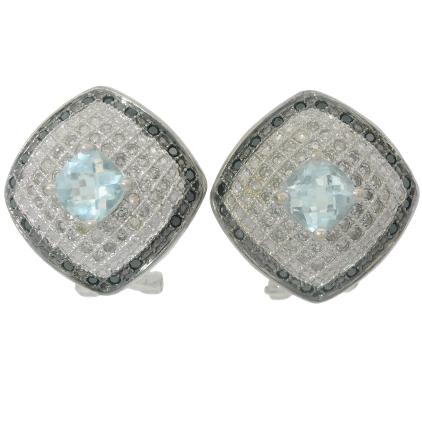14 Karat White Gold Blue Topaz and Diamond Earrings Chipper's Jewelry Bonney Lake, WA