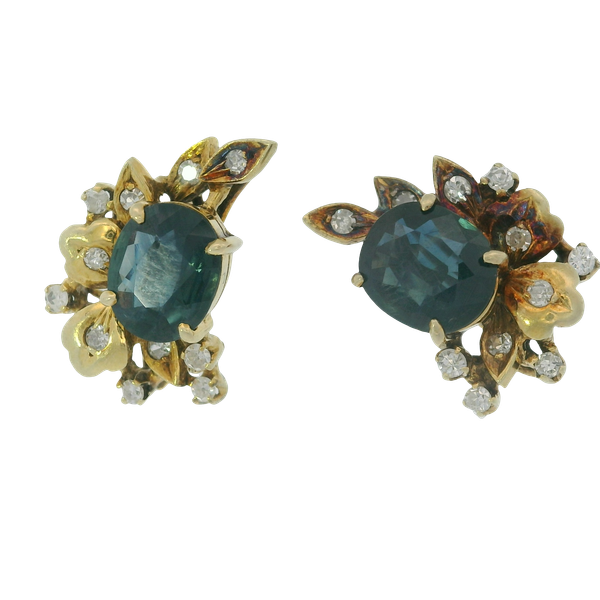 14K Yellow Gold Sapphire w/Diamonds Earrings Chipper's Jewelry Bonney Lake, WA