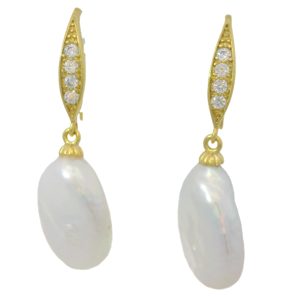 Gold Colored Sterling Silver Pearl Earrings Chipper's Jewelry Bonney Lake, WA