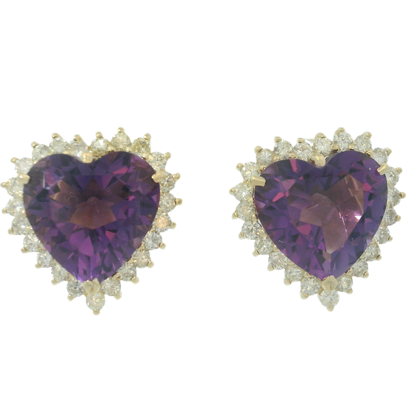 14K Yellow Gold Amethyst Diamond Earrings Chipper's Jewelry Bonney Lake, WA