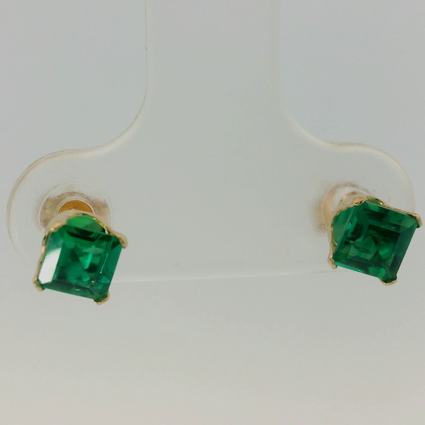 10K Yellow Gold Lab Emerald Earrings Image 3 Chipper's Jewelry Bonney Lake, WA