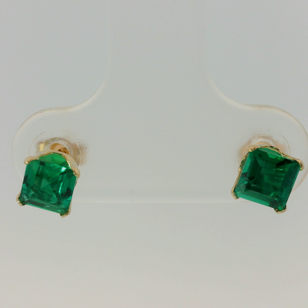 10K Yellow Gold Lab Emerald Earrings Chipper's Jewelry Bonney Lake, WA