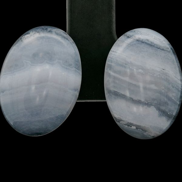 14KY Blue Agate Stud Earrings.  Agates approximately 18.00 x 13.00 x 4.00mm. Chipper's Jewelry Bonney Lake, WA