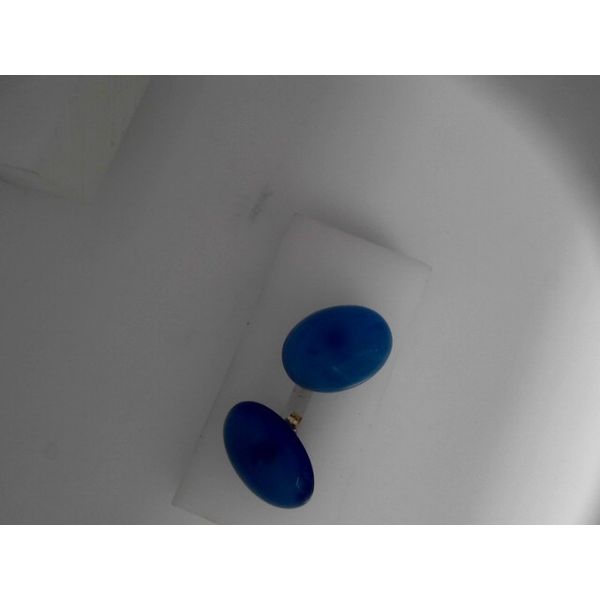 14KY Dyed Blue Chalcedony Stud Earrings.  18.00 x 13.00 x 5.30mm. Chipper's Jewelry Bonney Lake, WA