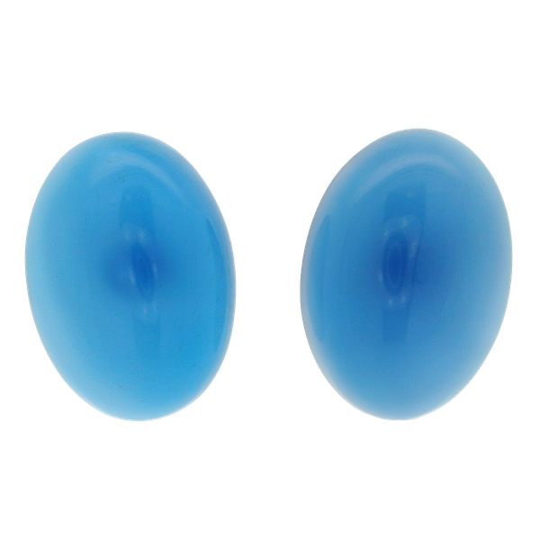 14KY Dyed Blue Chalcedony Stud Earrings.  18.00 x 13.00 x 5.30mm. Chipper's Jewelry Bonney Lake, WA