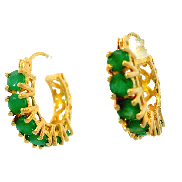 14KY Emerald Huggie Hoops. Image 2 Chipper's Jewelry Bonney Lake, WA