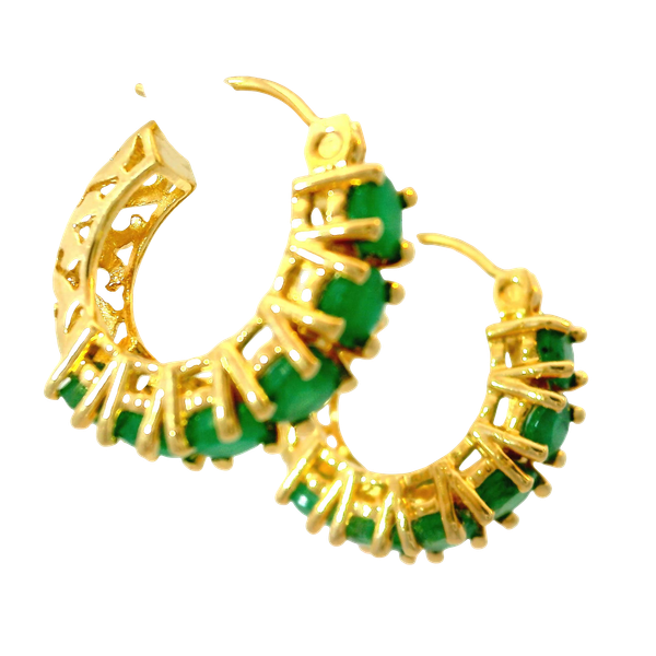 14KY Emerald Huggie Hoops. Image 3 Chipper's Jewelry Bonney Lake, WA