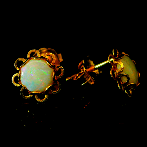 14KY Opal Stud Earrings with Friction Backs. Chipper's Jewelry Bonney Lake, WA
