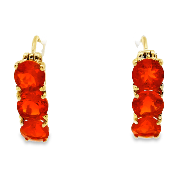 10KY Fire Opal Hoop Earrings Image 2 Chipper's Jewelry Bonney Lake, WA