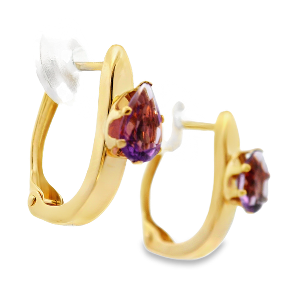 14KY Amethyst Hoop Earrings w/ 6 x 4mm Pear Amethysts Image 2 Chipper's Jewelry Bonney Lake, WA