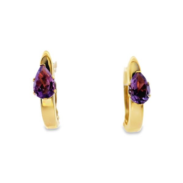 14KY Amethyst Hoop Earrings w/ 6 x 4mm Pear Amethysts Chipper's Jewelry Bonney Lake, WA