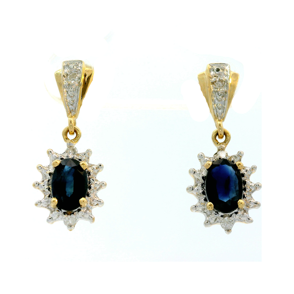 14KW Blue Sapphire and Diamond Dangle Earrings w/Friction Backs Chipper's Jewelry Bonney Lake, WA