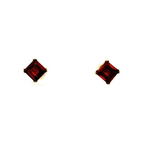10K Yellow Gold Garnet Stud Earrings w/ Friction Backs. Chipper's Jewelry Bonney Lake, WA
